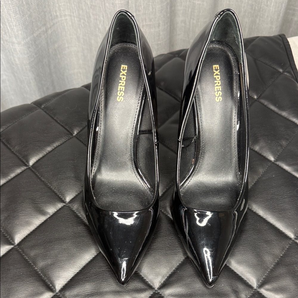 Express Glossy Black Women's Heels Size 8